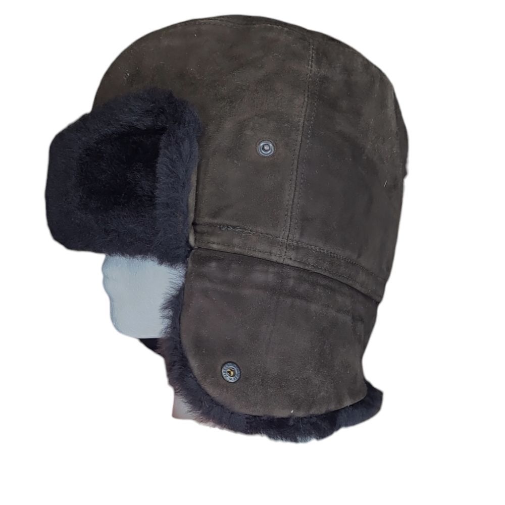 DAVIDE CENCI brown shearling‎ suede hunting hat made in Italy